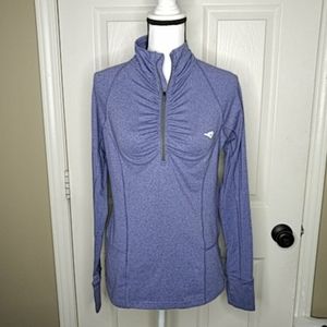PONY Heathered Purple  Running Activewear Pullover Top 3/4 Zip  Gathered…